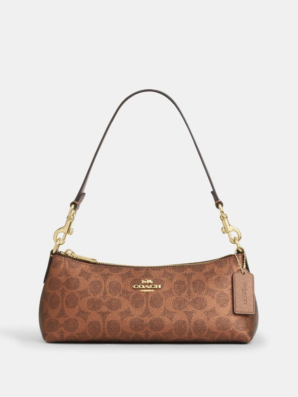 Coach Charlotte Shoulder Bag Bronze Pearlized Signature Canvas Metallic NWT